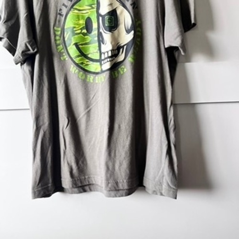 5.11 Tactical Mens Gray Graphic T-Shirt Skull Smiley Face Don't Worry Be Ready L - Picture 4 of 8